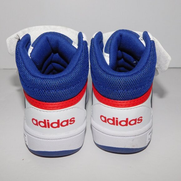 Adidas Hoops Mid 3.0 Toddler 6 6K White Blue Red 3 Stripe Sneaker GZ9650 - Picture 4 of 8